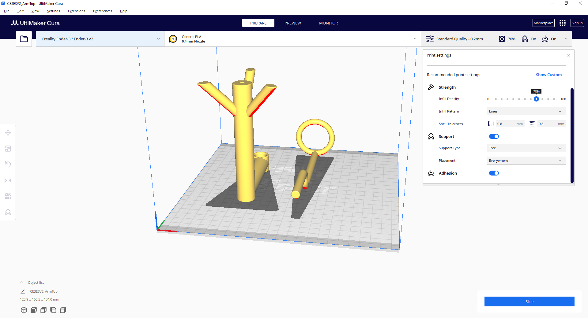 Cura pivot arm